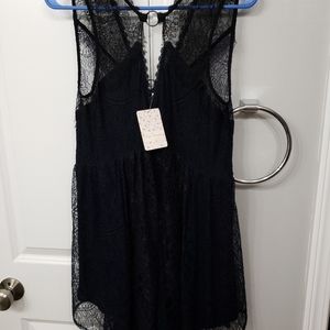 Free People Don't You Dare black lace dress